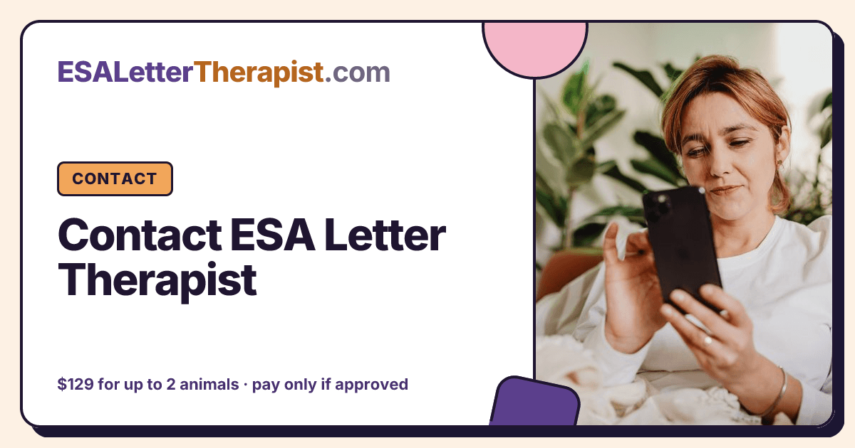Contact ESA Letter Therapist, ESA Letter Therapist Contact