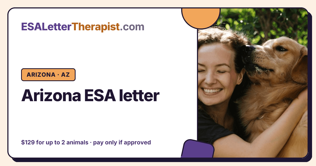 Arizona ESA letter, ESA Letter Therapist Arizona · AZ