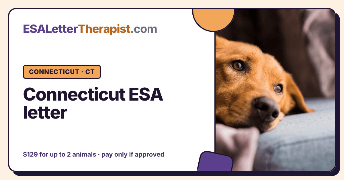 Connecticut ESA letter, ESA Letter Therapist Connecticut · CT