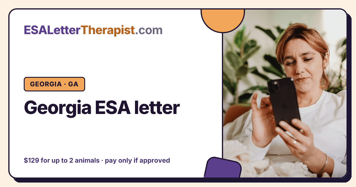 Georgia ESA letter, ESA Letter Therapist Georgia · GA