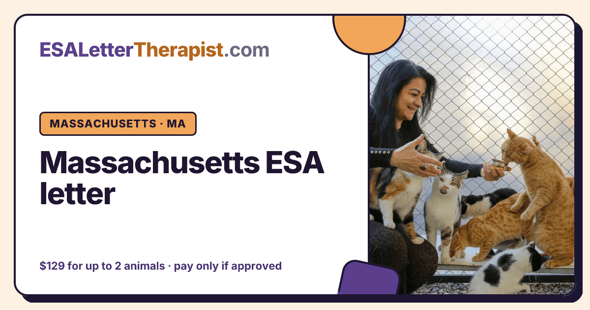 Massachusetts ESA letter, ESA Letter Therapist Massachusetts · MA