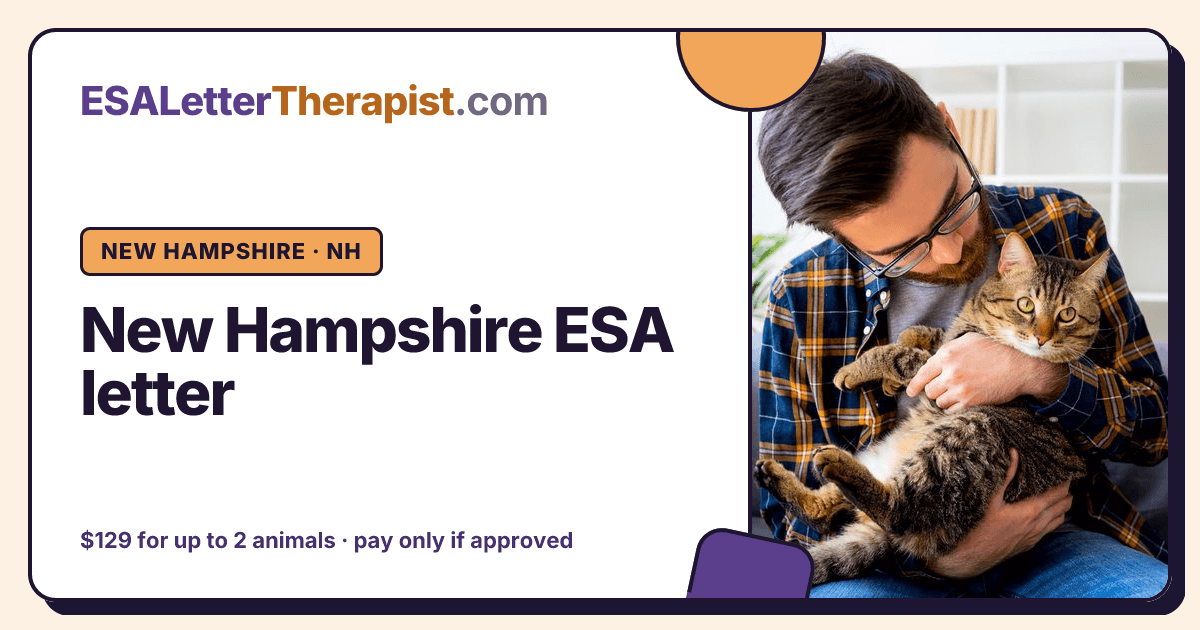 New Hampshire ESA letter, ESA Letter Therapist New Hampshire · NH