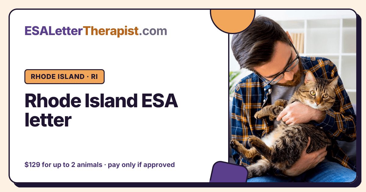 Rhode Island ESA letter, ESA Letter Therapist Rhode Island · RI