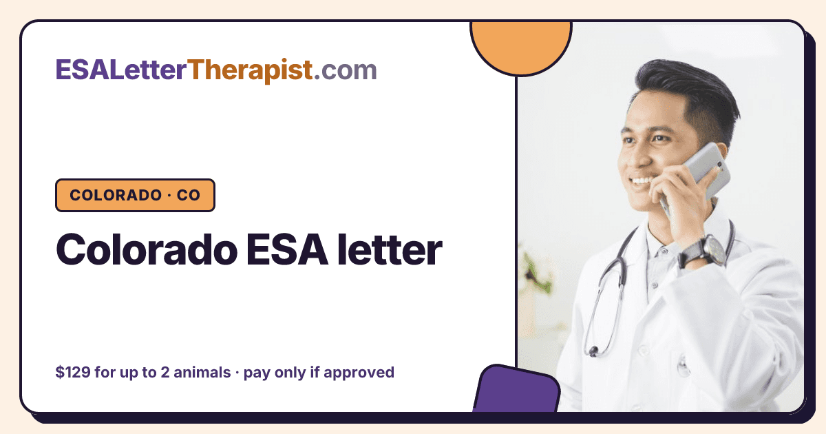 Colorado ESA letter, ESA Letter Therapist Colorado · CO