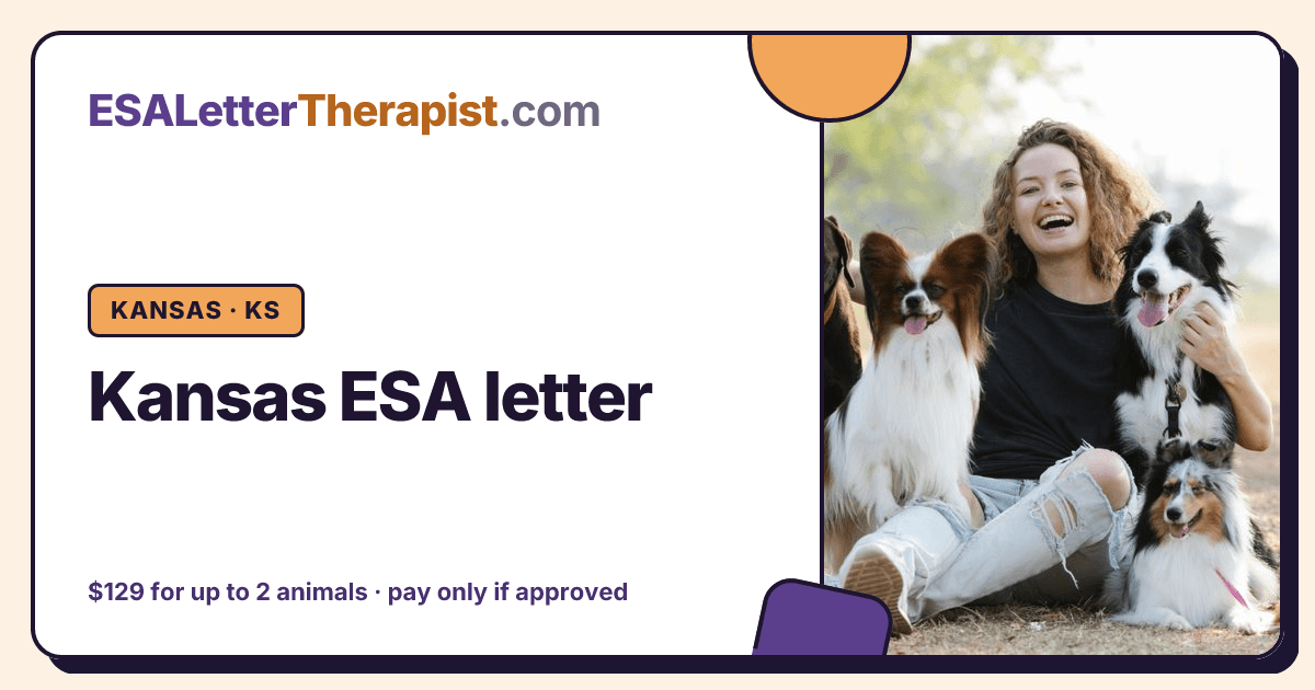 Kansas ESA letter, ESA Letter Therapist Kansas · KS