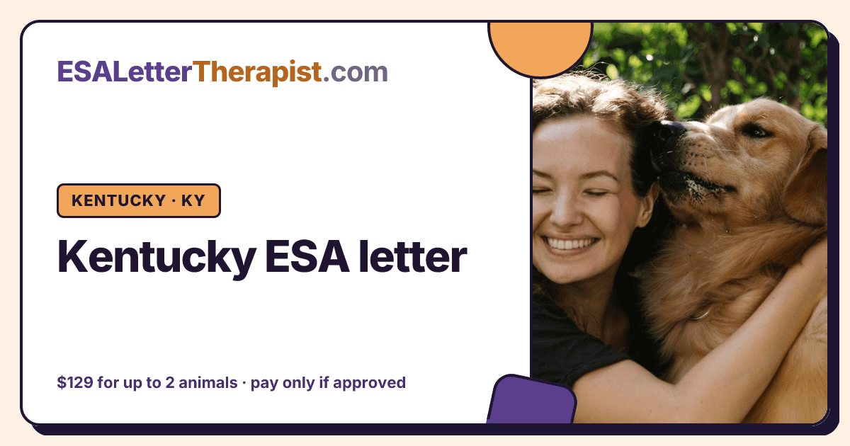 Kentucky ESA letter, ESA Letter Therapist Kentucky · KY